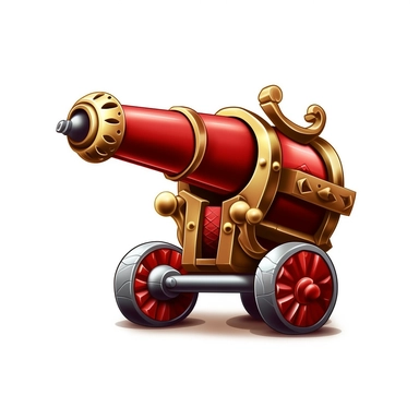 Design cute semi-realistic 3d Cannon clipart, on white background