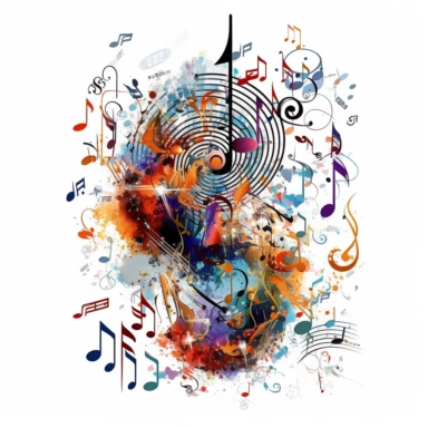 Against a white background, a clip art image showcases a multitude of highly detailed musical notes, surrounded by a vibrant array of colors. The musical notes, ranging from whole notes to sixteenth notes, are depicted with intricate lines and curves, capturing their elegant and rhythmic nature. Each note carries a unique personality, from the bold and commanding whole notes to the swift and playful sixteenth notes. The colors that envelop the notes create a lively and dynamic atmosphere. Shades
