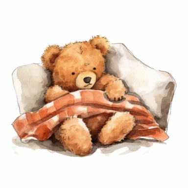 Teddy Bear Take a Nap Clipart,white background