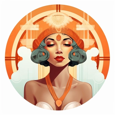 art deco style clipart of ethnic female having a spa day. white background