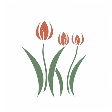 minimalist tulips in a piece of grass clipart by using simple, clean lines to outline the shape of a tulip. isolated on white background, different sizes and proportions to achieve a desired look. Consider adding a slight curve to the stem for a more organic feel