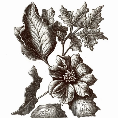 vintage christmas flower, in the style of engraving clip art illustration--ar 3:2