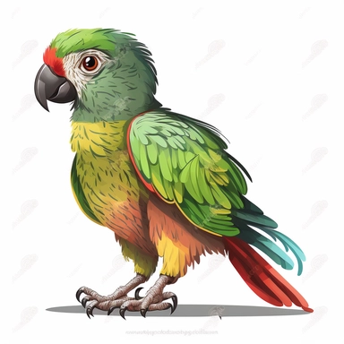 cartoon of mutt mixed parrot, cute, funny, clipart style, vector style, white background