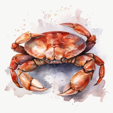 realistic crab watercolor clipart single design, 8k