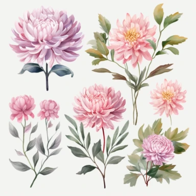 Watercolor Mum Clipart mum bouquets, white backround