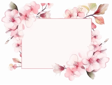 watercolor sakura frame isolated frame clip art vector illustration, cherry blossom, watercolor frame with flowers and a square silhouette, rectangle shape frame with a blank space, accurate design, soft watercolor, minimalist, Style of Soft edges and atmospheric effects, in the style of subtle color variations, pastoral charm, romantic, embroidery, organic realism, isolated white background, soft focus technique, tattoo-inspired, delicate composition, accurate and detailed, realistic hyper-deta