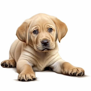 clipart of realistic labrador retriever puppy, full body, lying on back, playful, white background