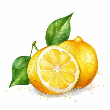 watercolor lemon clipart, bright colors, hyper realism