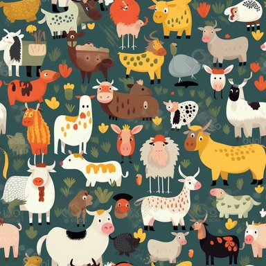 not cluttered farm animal clipart design spaced out colorful