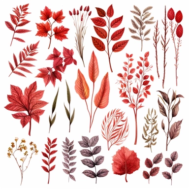 foliage clipart, red