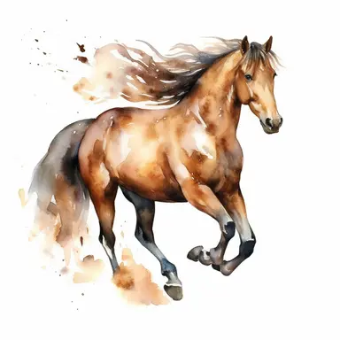 Morgan horse clipart, white background, watercolor sophisticated drawing