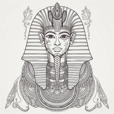 egyptian god, fine line art, tattoo idea black Line Art, SVG, Clipart, Hand Drawn Vector ancient patterns