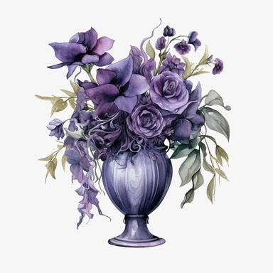 watercolour dark fantasy deadly nightshade bouquet in vase gothic clipart, png image,high resolution,300dpi,graphic clipart,print graphics — q 1