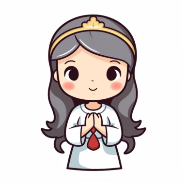 adorable simple holy mary clipart, white background