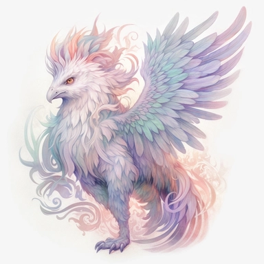 ghost griffin, clipart, intense white and deep pastel colors, dnd, watercolor, no background, isolated on a white background, self contained, well defined edges, by amy sol and magali villeneuve and susan bourdet and ross tran, spaced out, glowy, intricate, 8k