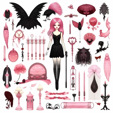 gothic clip art page white background , turnaround full body sprite page, photo realistic beautiful woman, Quilt design of portrait of a woman In the style of collage in swamp wedding makeup card captor sakura anime, candy candy, Phantom Thief Saint Tail, card captor sakura, pink mexican city, amazing, soft pastels, turquoise, shiny, neon, glitter and feathers, Jeremy Mann, Aleah Chain, leonadro da vincidroberto ferri sadness solitude death fashion, Intricate, watercolor, oil painting, pastelpun