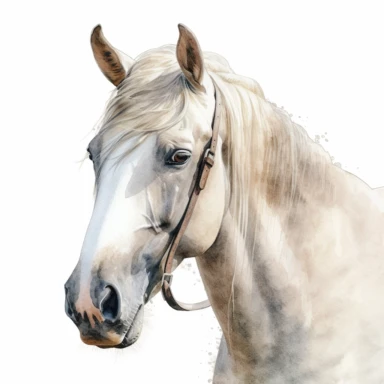 Watercolour cute lusitano horse, head only, beautiful details, ultra detailed, ultra photo real intricate detailed, high definition, graphic clipart, hyper realistic, detailed, white background