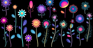 clipart flowers cliparts clipartflowers cliparts clipflowers clipart flowers clipart purple, in the style of stephen ormandy, dark cyan and blue, marguerite blasingame, childs drawing, 1970–present, jan berenstain, cross-processing/processed on a black background