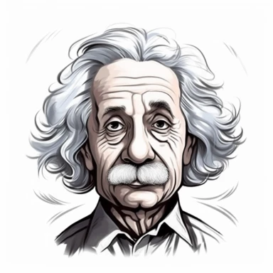 Albert Einstein illustation, use black color, white background, very simple quick draw cartoon clipart, no complex brush lines or gradients