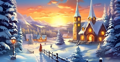 Adorable Christmas scene, clipart, precision painting, vivid colours, white background, I can’t believe how beautiful this is
