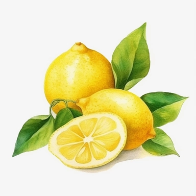 watercolor lemon clipart, bright colors, hyper realism
