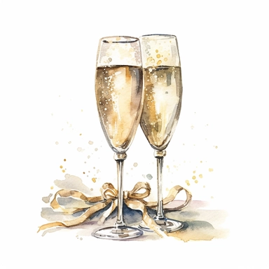 Watercolor Clipart Wedding decor clipart Watercolor clipart wedding glasses of champagne
