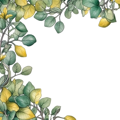 baby leaves, page border style, clipart, watercolor, vintage