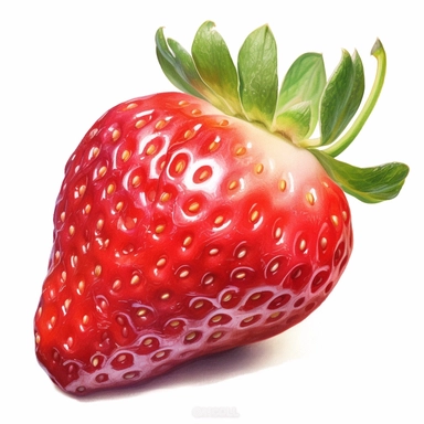 watercolour strawberry on white background clipart image , in the style of fang lijun, realistic oil paintings, pure color, multidimensional shading, chalk, yanjun cheng, colorized