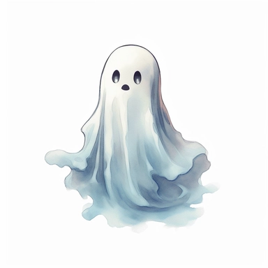 A professional digital art illustration hand painted style of Ghost Clip art on white background, High Quality