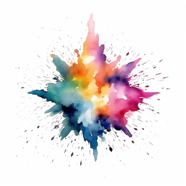 watercolor clipart, one individual star, exploding , white background