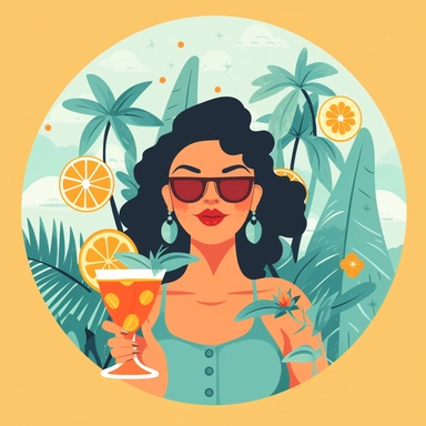 Embrace the carefree spirit of summer with a delightful clipart depiction of someone enjoying a refreshing drink, radiating the essence of the season. Picture a cheerful figure, perhaps a person or an anthropomorphic character, holding a vibrant beverage 