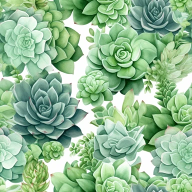 jade succulent plant clipart + white background + watercolor style