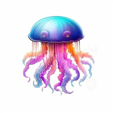 cute and colorful jelly fish clipart white background