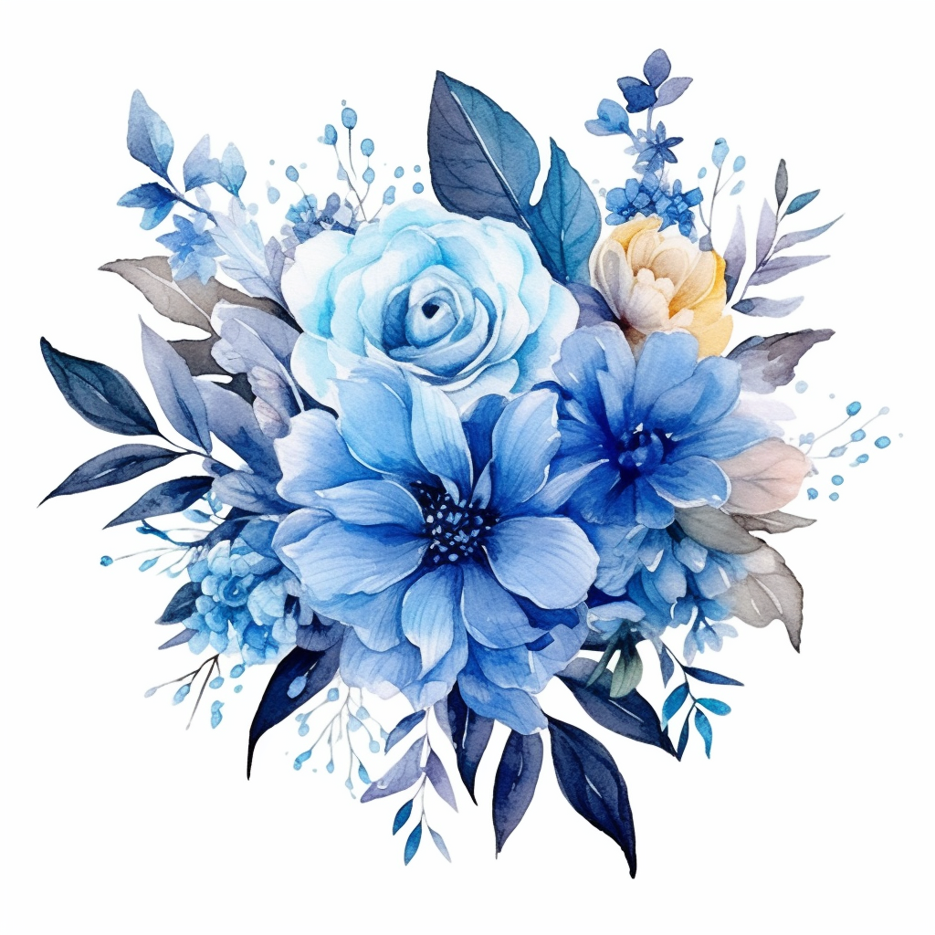 watercolor blue flower, designed as clipart for various purposes ...