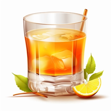 Sharp Illustration of a Whiskey Sour Cocktail clipart aginst white background, illustration style, vibrant colors, unreal engine 5, detailed illustration, high resolution, high quality, solid white background