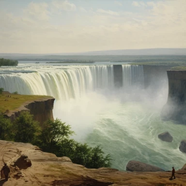 by Worthington Whittredge , Niagara Falls landscape , 8K quality, ultra detailed clipart, without signature and without meaningless lines, clipart, white background, High Quality clipart, no writting background, no writting