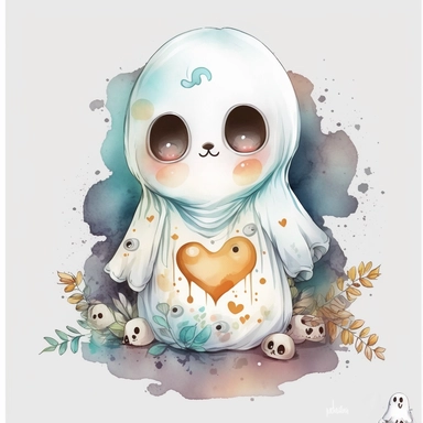Baby Ghost Clipart PNG Watercolor Cute Halloween T-shirt Sublimation