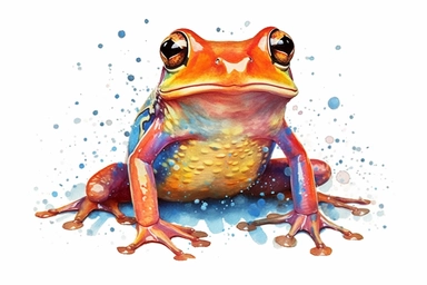 Watercolor, Darwin’s Frog Amphibian, clipart, hd, on a white background, spaced out