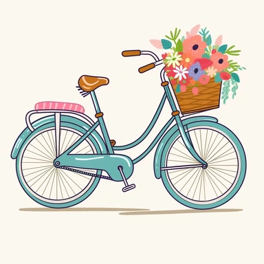 cute bicycle clipart, naive cartoon