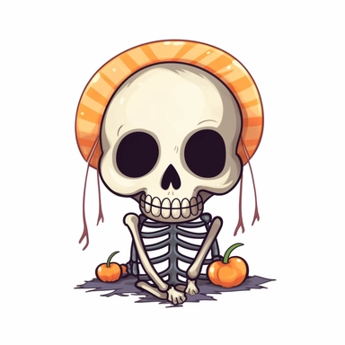 one Cute Halloween Skeleton Clipart, white background,