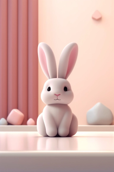 ed small bunny clipart, in the style of unreal engine 5, vray tracing, subtle pastel tones, rollei prego 90, white and pink, dutch and flemish