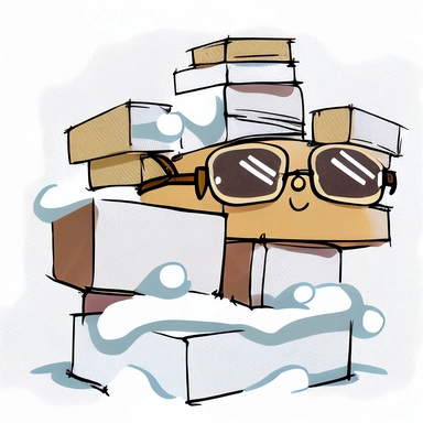 clipart a stack of moving boxes in the snow reading glasses in the snow cute linedrowing