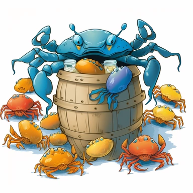 a bushel of crabs has fallen over and the crabs are running away clipart