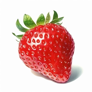 watercolour strawberry on white background clipart image , in the style of fang lijun, realistic oil paintings, pure color, multidimensional shading, chalk, yanjun cheng, colorized