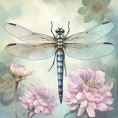 stunning dragonfly clipart, beautiful watercolor and ink lineart, soft faded colors, illustration by Marjolein Bastin, Carl Larsson, Margaret Morales , Chris Dunn