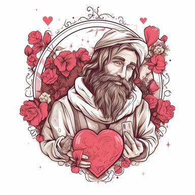 SAINT VALENTINE'S DAY clipart , original hand drawing, style of the artwork, mood of the aartwork, white background, 8K quality, ultra detailed , clipart, white background, High Quality, ultra detailed