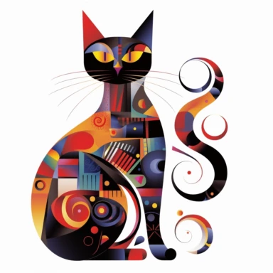 cat, vector art, in the style of abstract art, clipart, white background, rounded corners