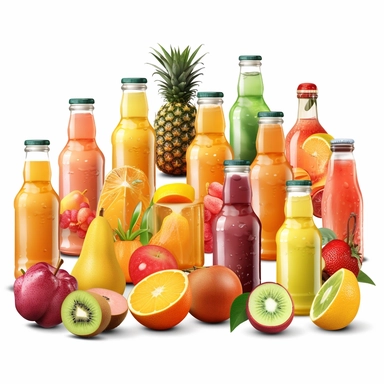 fruit juices digital clipart on white background