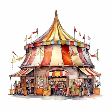 Beer Tent, beer festival, full color, clipart, watercolor illustration, single object, high definition 8k, white background for removing background