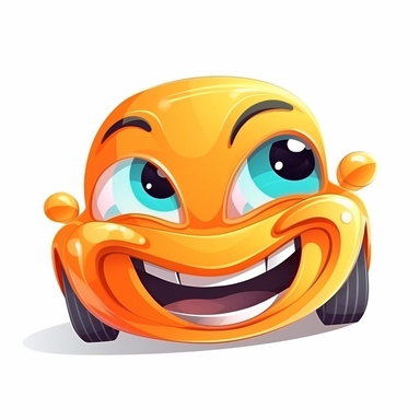 fantasy happy cute sport car mamal face, cartoon, clipart, mascot, isolated on white background